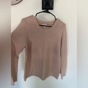 Market & Spruce Waffle Knit Crewneck Sweater - Dusty Rose